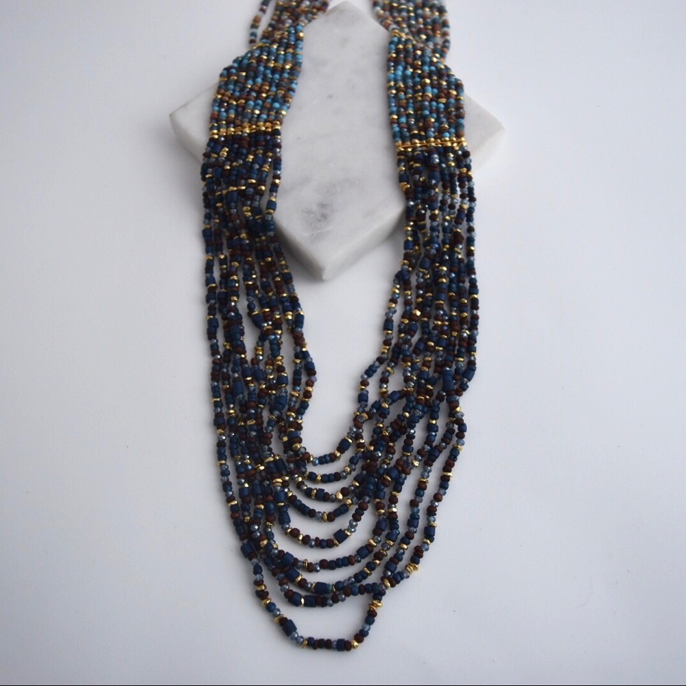 Long Seed Bead Strand Necklace